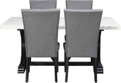 Carriage House Weathered Cream And Charcoal 5 Piece Dining Set With X Back Chairs