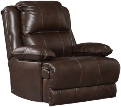 Art Van Signature Ii Coffee Espresso Dual Power Leather Rocker Recliner
