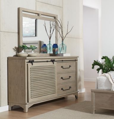 Harborside Sand 4 Drawer Sliding Door Dresser Art Van