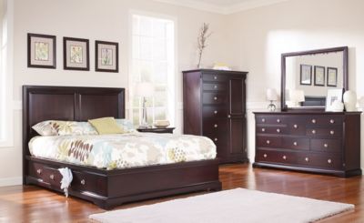 Orleans Merlot Queen 3 Piece 1 Side Storage Bedroom Set