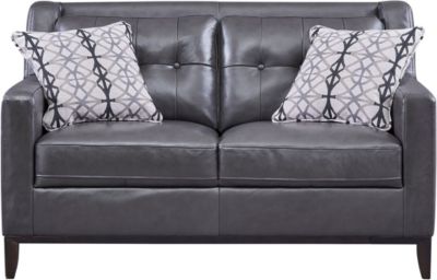 Grigio Ii Grey Leather Loveseat Art Van