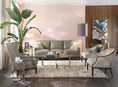 Como Taupe Leather Sofa