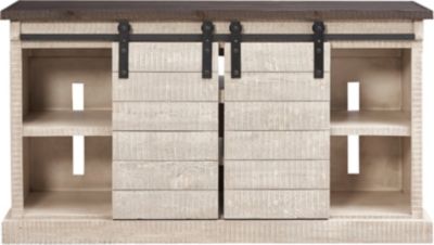 Dakota 65 White Fire Glaze Barn Door Tv Stand Art Van