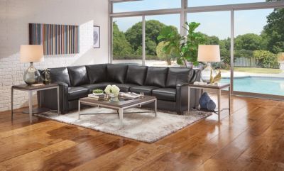 Presley 2 Piece Leather Sectional With Right Arm Facing Chaise