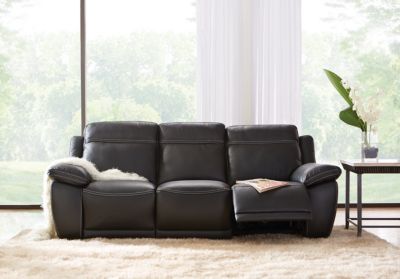 natuzzi black leather power reclining sofa
