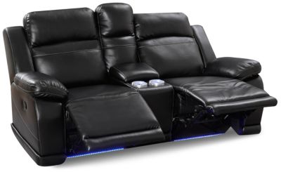 Vega Black Reclining Loveseat