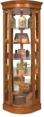 Curved Front Oak Corner Curio Art Van