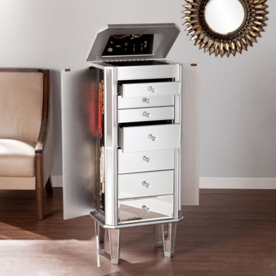 Vista White Mirrored Jewelry Armoire Art Van