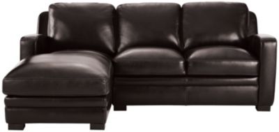 Theory Brown 2 Piece Left Arm Facing Chaise Leather Sectional