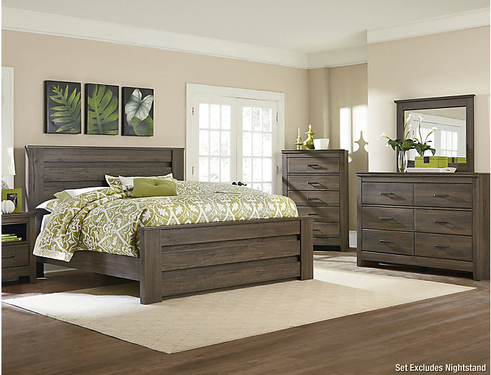 haywood 6 piece queen bedroom set, brown