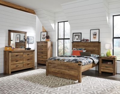 Stanley 5 Piece Twin Bedroom Set Rusty Knotty Pine Finish