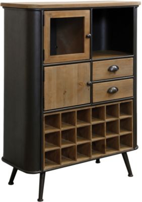 Black Metal And Wood Wine Cabinet Art Van