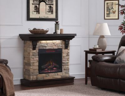 Weston Faux Stone Fireplace Aged Coffee Art Van Home