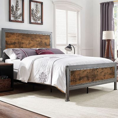 Plank Wood Queen Bed