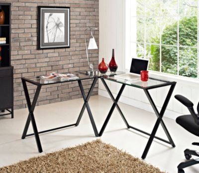 Scout Clear Glass Corner Desk