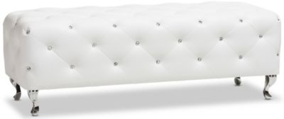 Stella Tufted White Bench Art Van