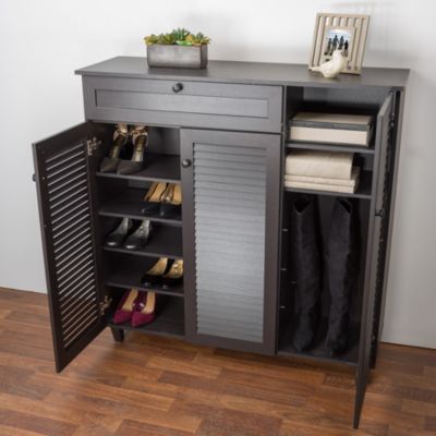 Elsey Dark Brown Shoe Storage Cabinet Art Van