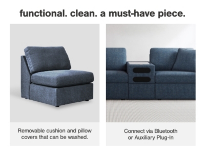 Modmax 3-Piece Performance Fabric Modular Loveseat with Audio Console