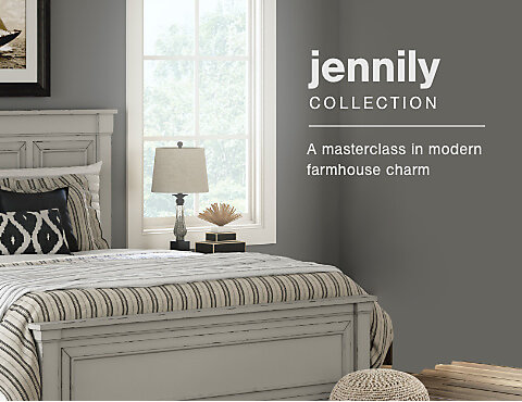 Jennily Queen Panel Bed Ashley, Jennily Queen Panel Bed Whitewash
