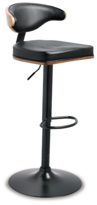 Taburete de barra de altura marrón/negro diseño característico de Ashley Adj-