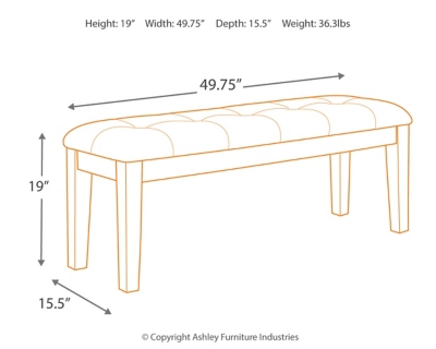 Signature Design by Ashley Casual Ralene Dining Bench  Medium Brown