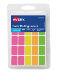 Identification Labels Avery® Assorted Neon Removable Color Coding ...