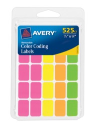 Identification Labels Avery® Assorted Neon Removable Color Coding ...