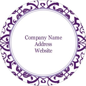 Templates - Classic Purple Pattern Print-to-the-Edge Round Labels, 9 ...