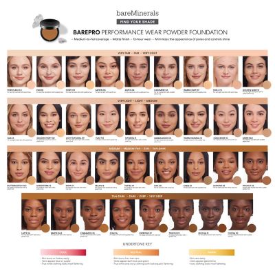 Barepro Performance Wear Pressed Powder Foundation 35 Shades Bareminerals