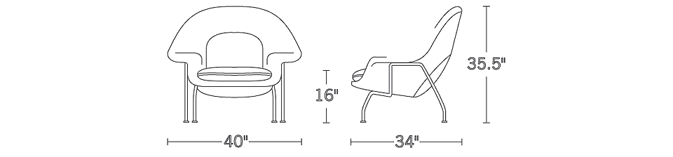 Womb Chair and Ottoman by Eero Saarinen for Knoll Modern DWR  