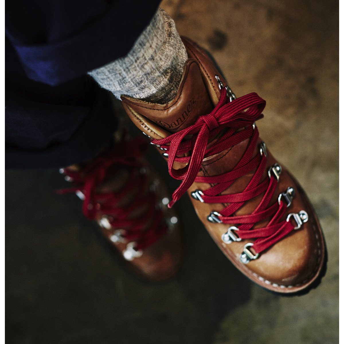 walking boots red laces