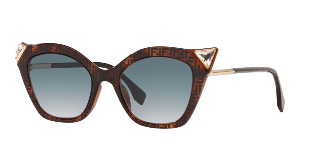 Fendi Woman FN000420 - Frame color: Tortoise, Lens color: Blue, Size 52-20/145