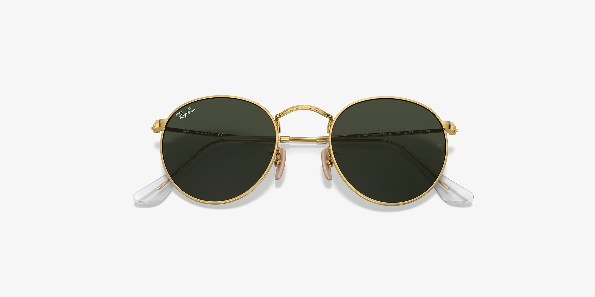 Ray-Ban RB3447 ROUND METAL Gold/Green image 4