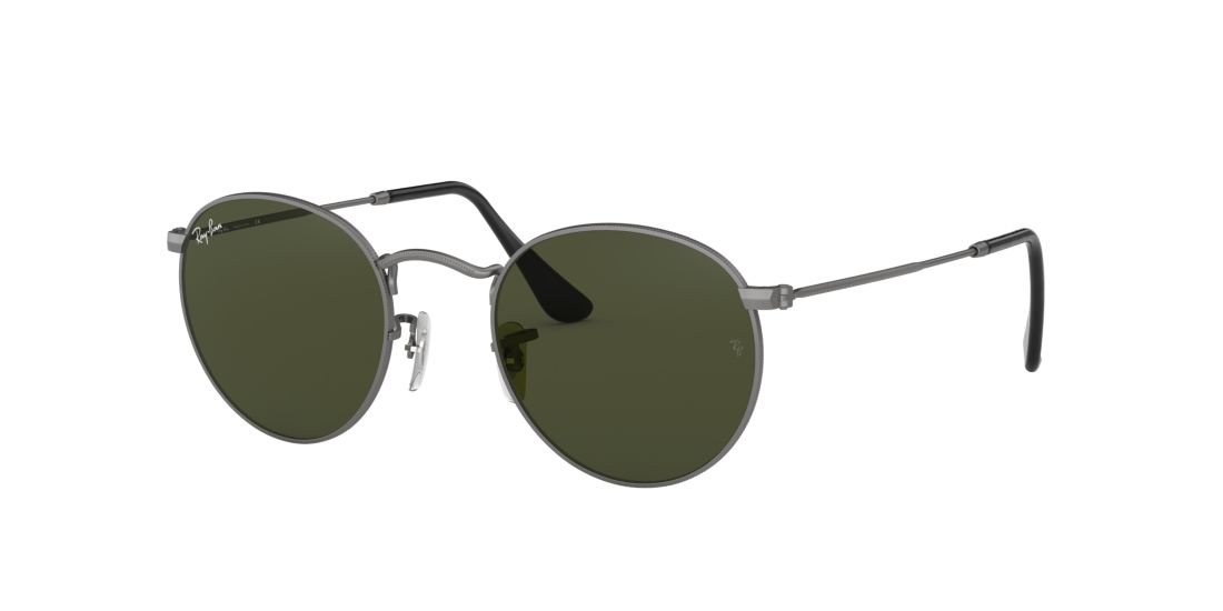 Ray Ban Unisex RB3447 ROUND METAL - Frame color: Gunmetal, Lens color: Green, Size 50-21/145