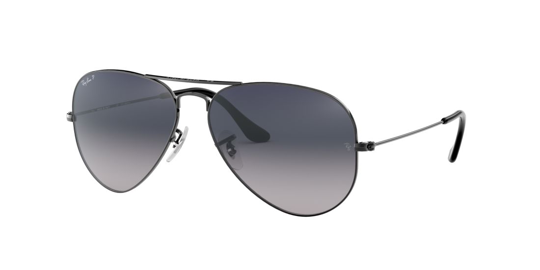 Ray Ban Unisex RB3025 AVIATOR GRADIENT - Frame color: Gunmetal, Lens color: Blue Gradient, Size 58-14/135