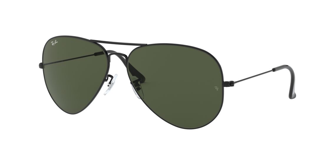 Ray Ban Unisex RB3025 AVIATOR CLASSIC - Frame color: Black, Lens color: Green, Size 62-14/140