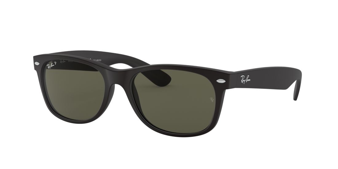 Ray Ban Unisex RB2132 NEW WAYFARER CLASSIC - Frame color: Black, Lens color: Green, Size 55-18/145