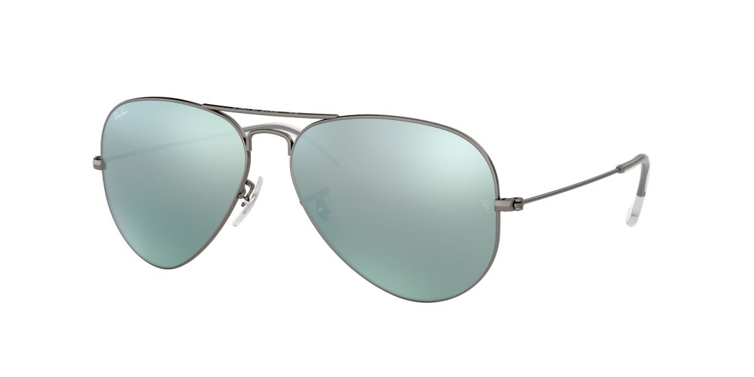 Ray Ban Unisex RB3025 AVIATOR FLASH LENSES - Frame color: Gunmetal, Lens color: Green, Size 55-14/135