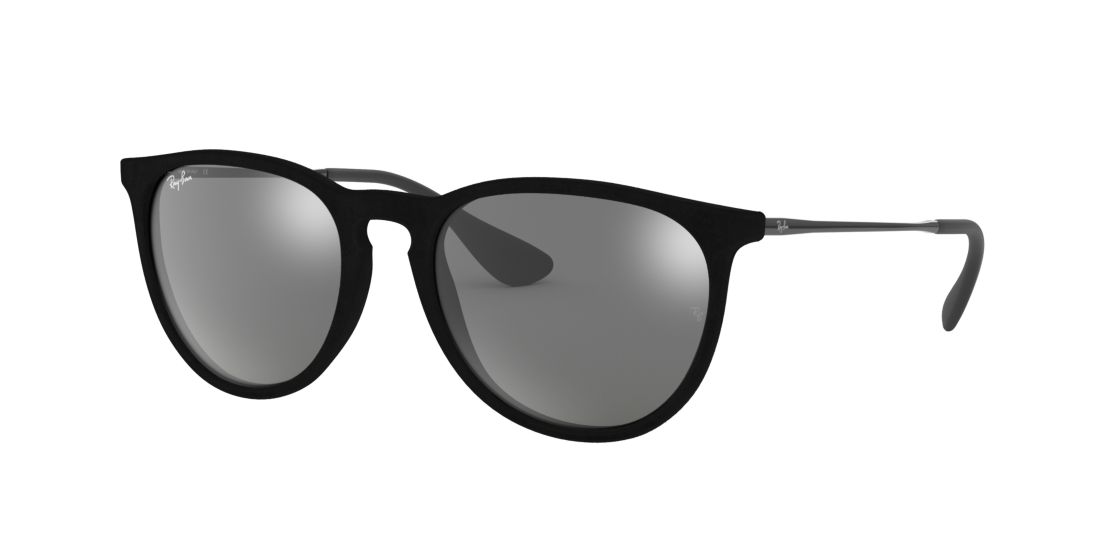 Ray Ban Rb4171 Erika Nylon Acetate Round-frame Sunglasses In Grey-black