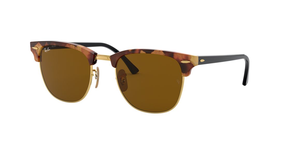 Ray Ban Unisex RB3016 CLUBMASTER FLECK - Frame color: Tortoise, Lens color: Brown, Size 51-21/145