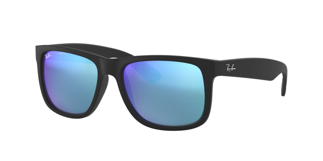 Ray Ban Unisex RB4165 JUSTIN COLOR MIX - Frame color: Black, Lens color: Blue Mirror, Size 55-16/145