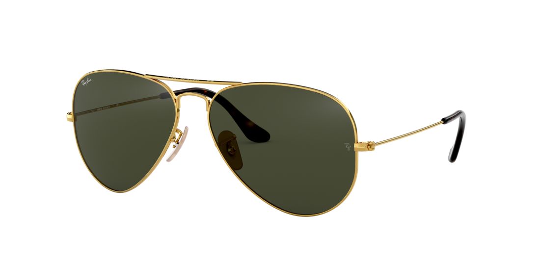Ray Ban Unisex RB3025 AVIATOR HAVANA COLLECTION - Frame color: Gold, Lens color: Green, Size 58-14/135