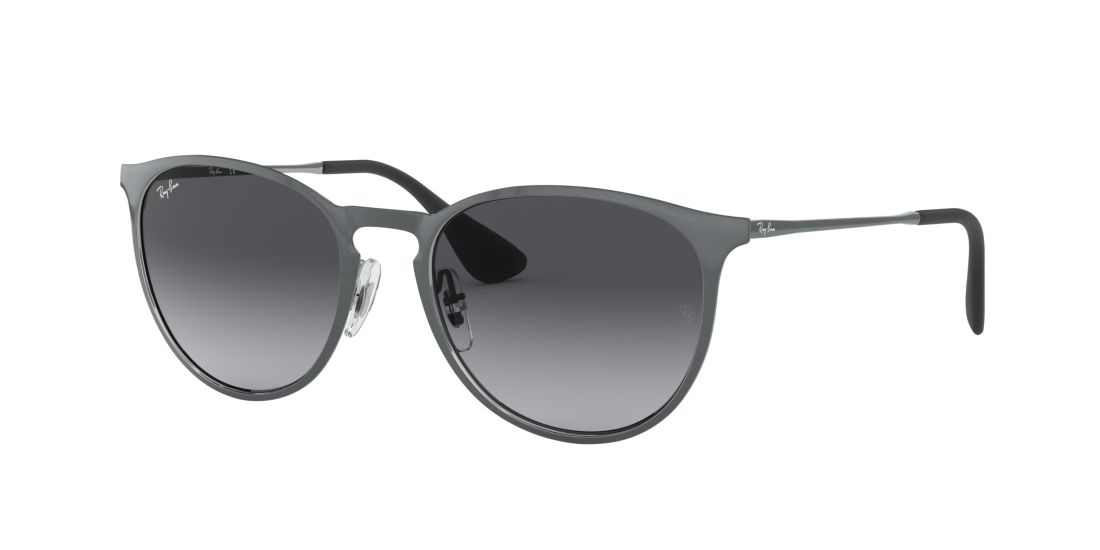 Ray Ban Unisex RB3539 ERIKA METAL - Frame color: Grey, Lens color: Grey-Black, Size 54-19/145