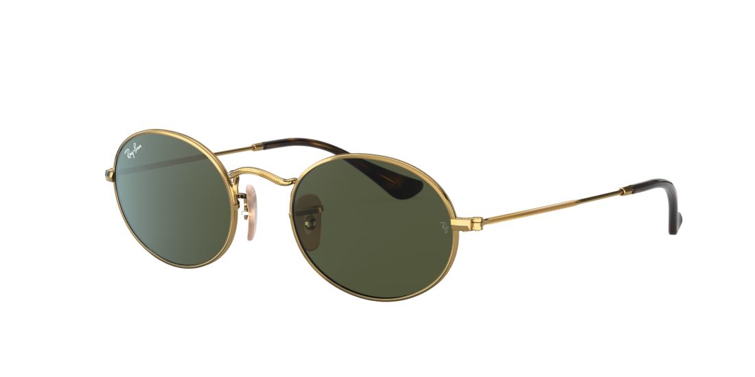 Ray Ban Oval Legend Gold Sunglasses Gold Frame Green Lenses 54-21 In Green