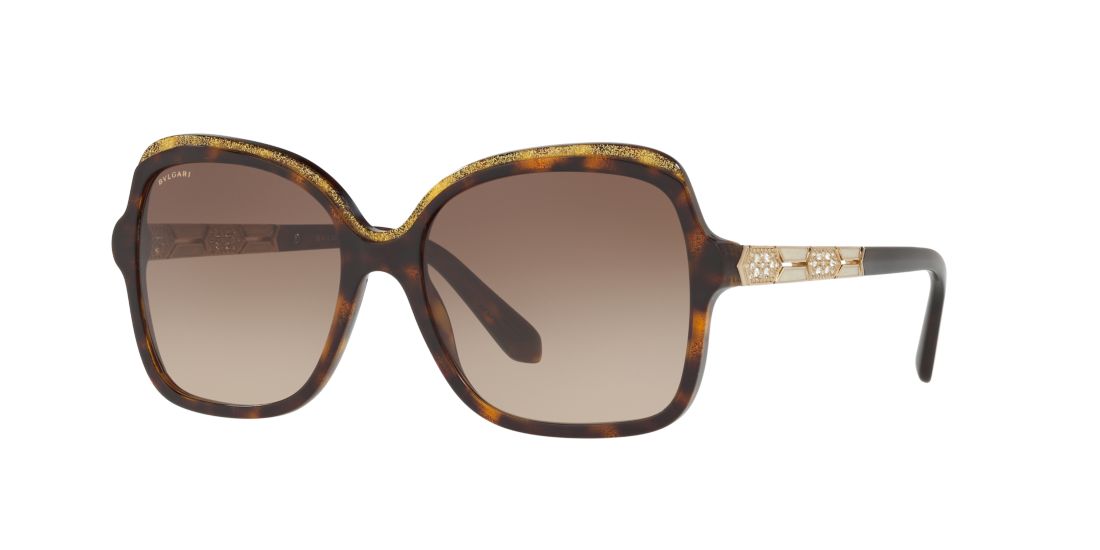 Bulgari Woman BV8181B Serpenti - Frame color: Tortoise, Lens color: Brown, Size 56-17/140