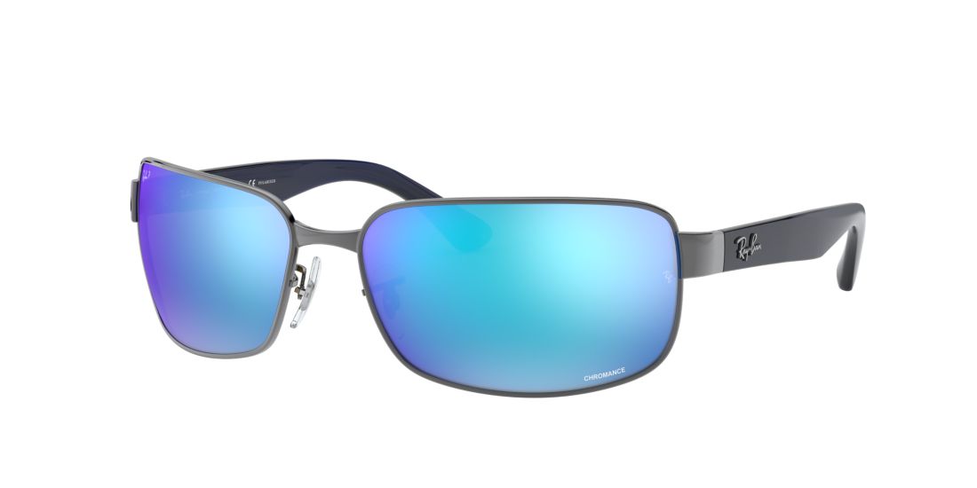 Ray Ban Man RB3566CH CHROMANCE - Frame color: Gunmetal, Lens color: Blue Mirror, Size 65-17/130