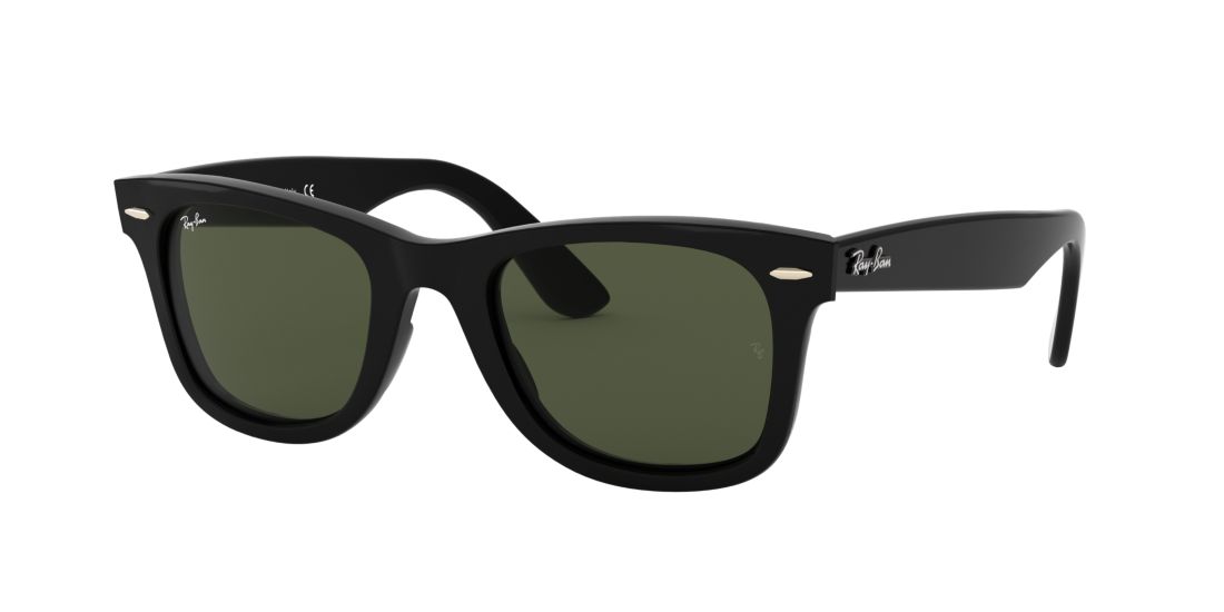 Ray Ban Wayfarer Folding Classic Sunglasses Black Frame Green Lenses Polarized 50-22 In Green Classic G-15
