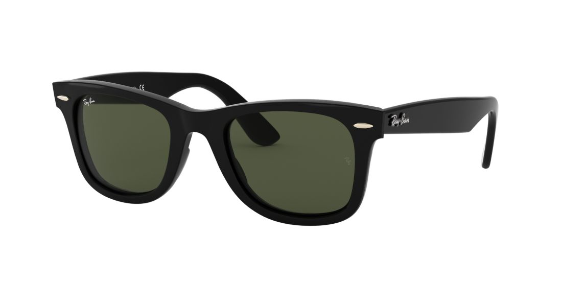 Ray Ban Unisex RB4340 WAYFARER EASE - Frame color: Black, Lens color: Green, Size 50-22/150