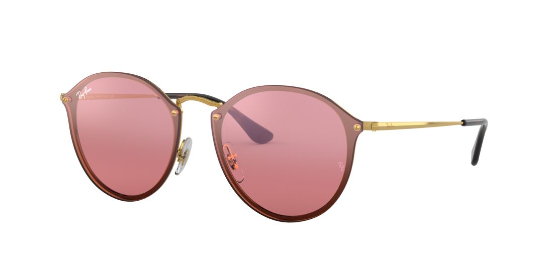 Ray Ban Unisex RB3574N BLAZE ROUND - Frame color: Gold, Lens color: Pink, Size 59-14/145