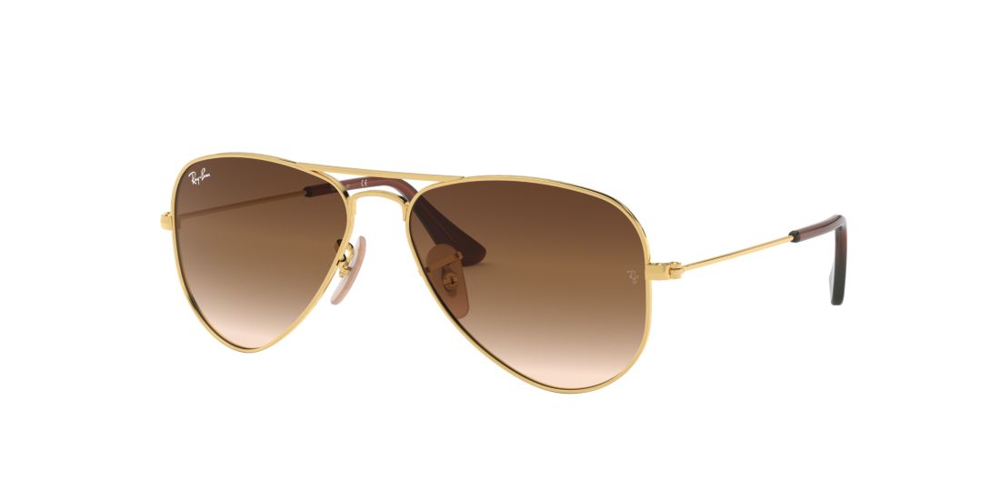 Ray Ban Unisex RJ9506S AVIATOR JUNIOR - Frame color: Gold, Lens color: Brown Gradient, Size 50-13/120